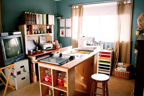 organized scrapbook space