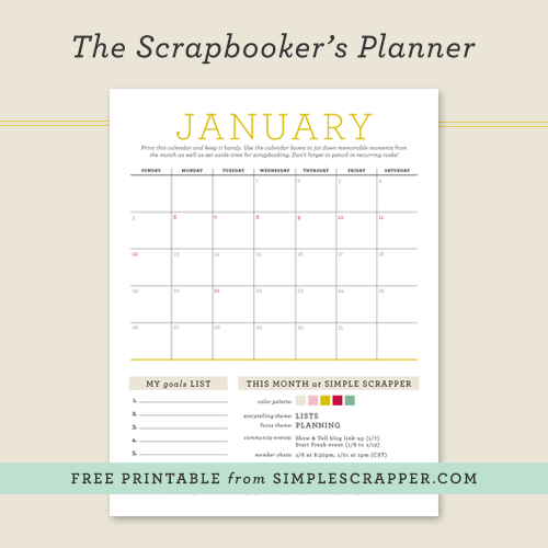 January Scrapbooker's Planner: Free Printable at Simple Scrapper