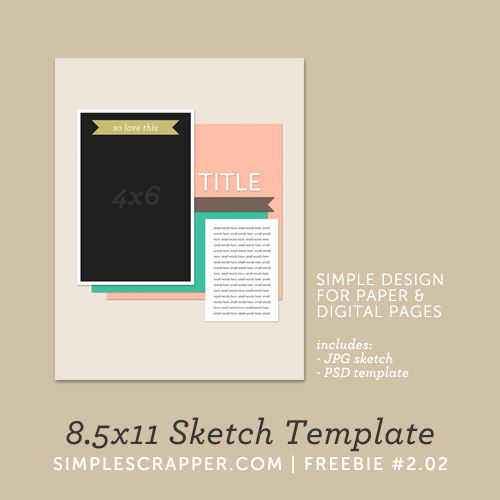 8.5x11 Sketch Template | Simple Scrapper Freebie #2.02