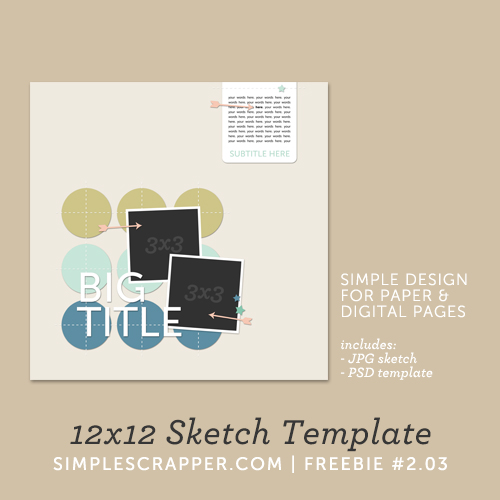 12x12 Sketch Template | Simple Scrapper Freebie #2.03