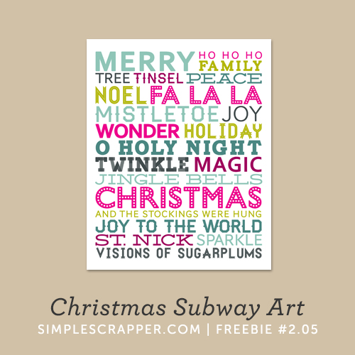 Christmas Subway Art | Simple Scrapper Freebie #2.05