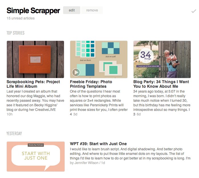 Feedly Content Area | How to Keep Up with Blogs at Simple Scrapper