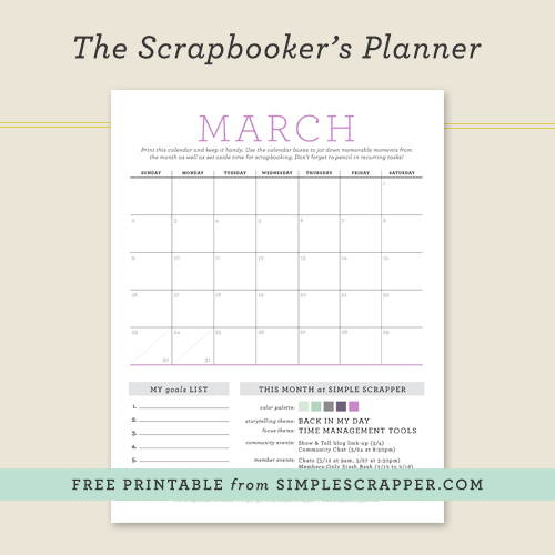 March Scrapbooker's Planner: Free Printable at Simple Scrapper