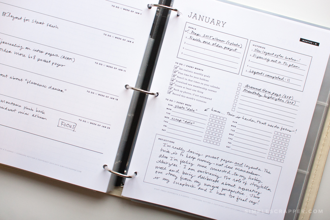 Example completed page from Jennifer Wilson's planner.